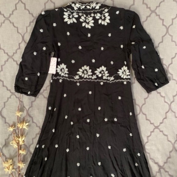 🎉FP🎉NWT-Free People Boho Chic Floral Embroidered Fable Midi Dress - Picture 8 of 16